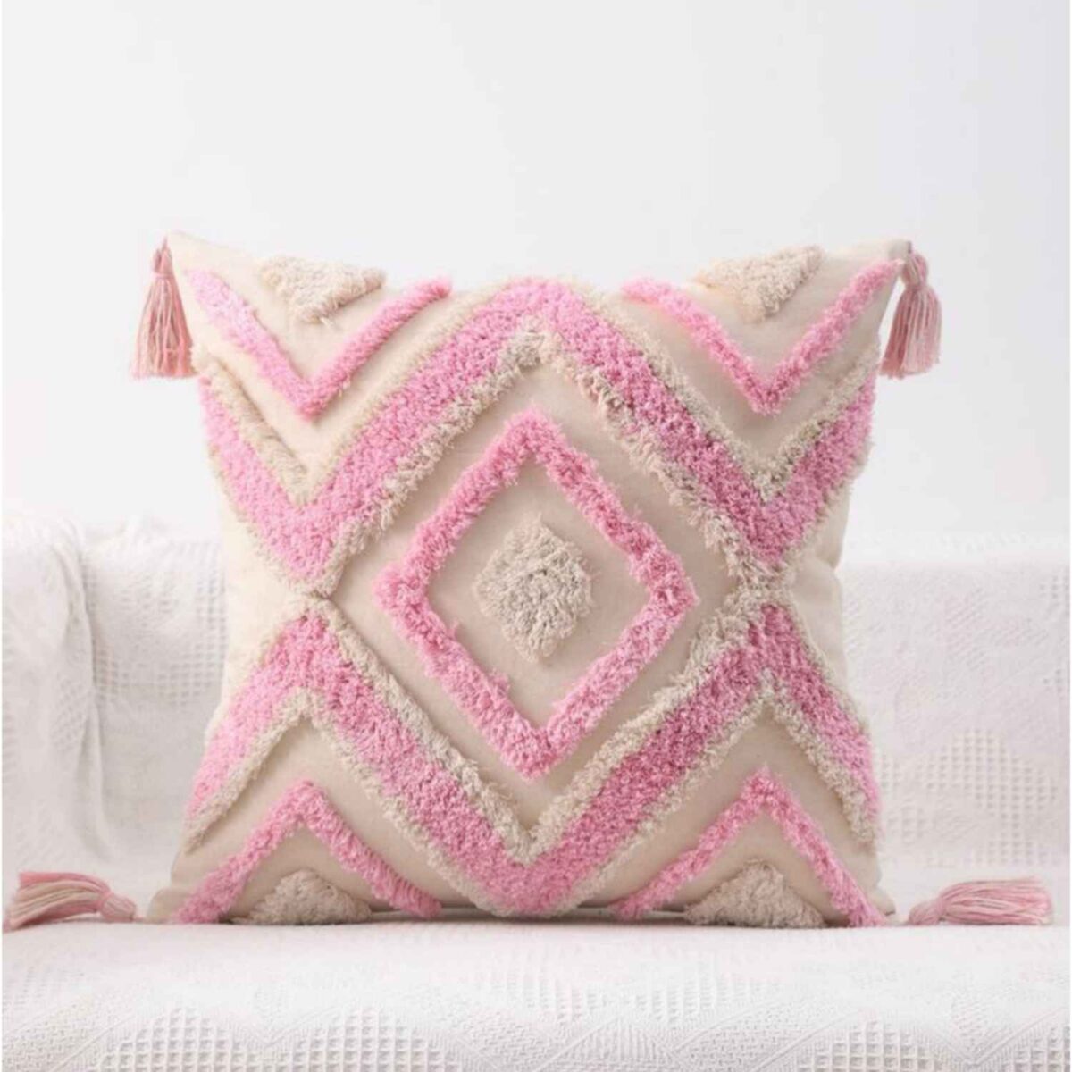 Price and Buy Punch Needle Cushion Cover – Embroidered Geometric Pattern Hamon - Image 4