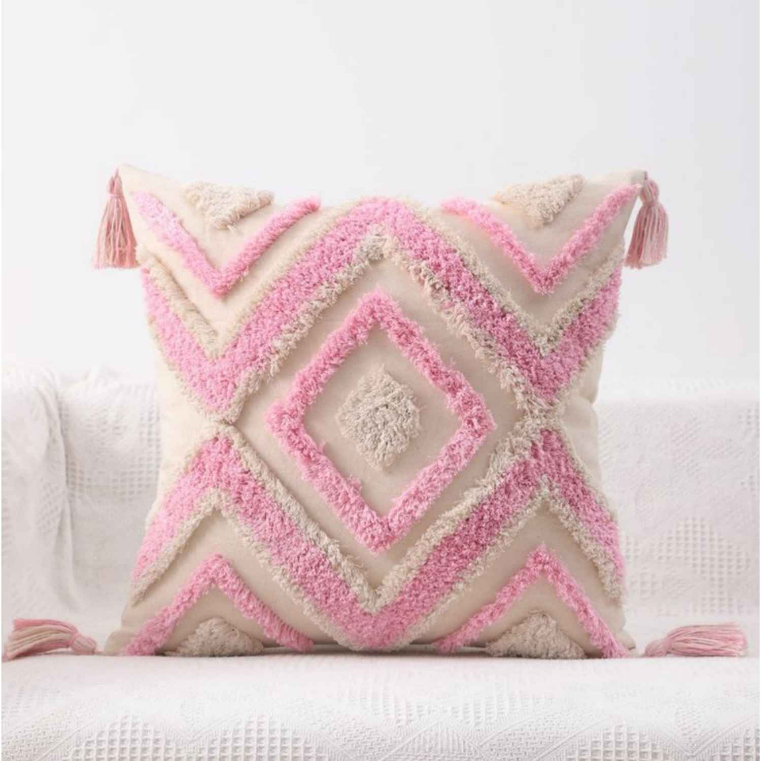 Price and Buy Punch Needle Cushion Cover – Embroidered Geometric Pattern Hamon - Image 4