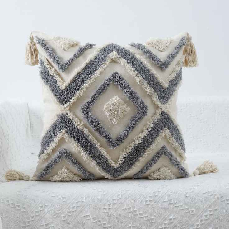 Price and Buy Punch Needle Cushion Cover – Embroidered Geometric Pattern Hamon - Image 6