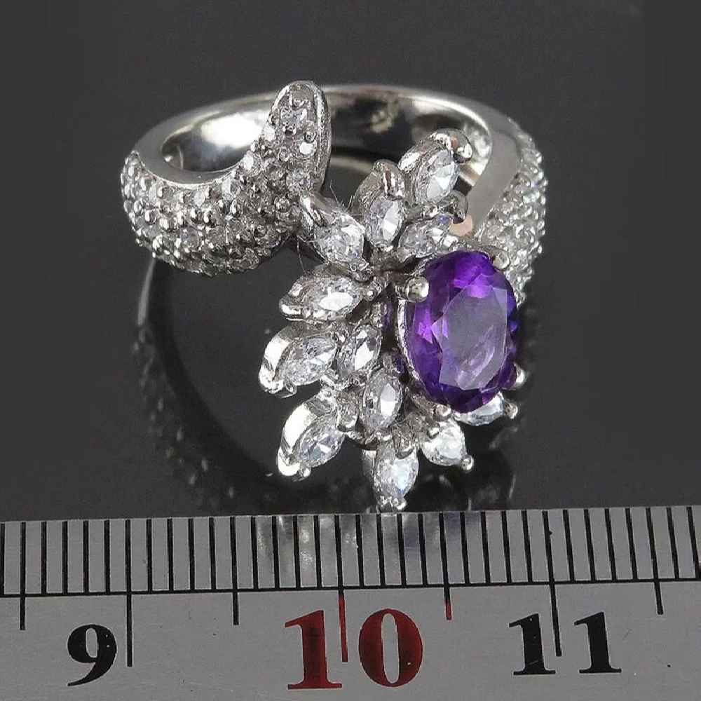 Price and Buy Purple Amethyst Silver Ring For Women Ashrafi - Image 4