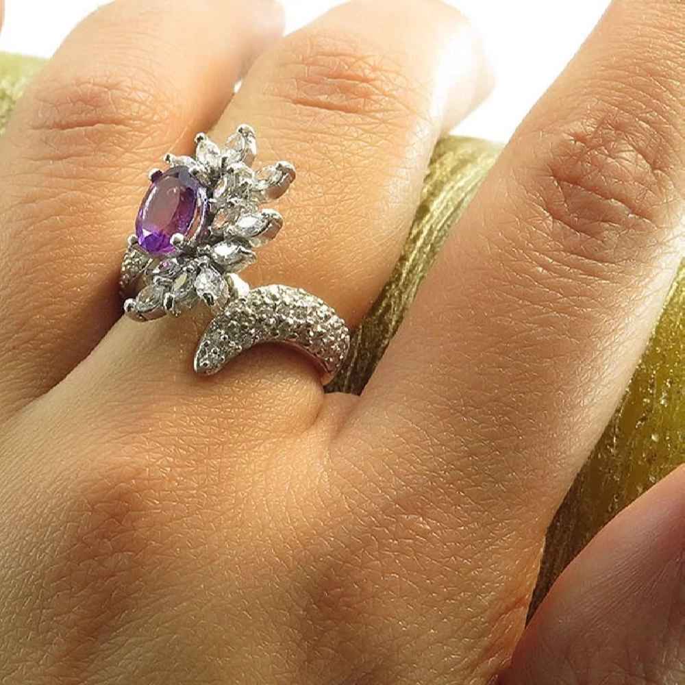 Price and Buy Purple Amethyst Silver Ring For Women Ashrafi - Image 5