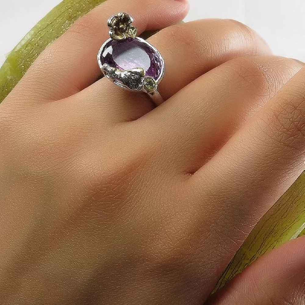 Price and Buy Purple Amethyst Silver Ring For Women Bahar - Image 3