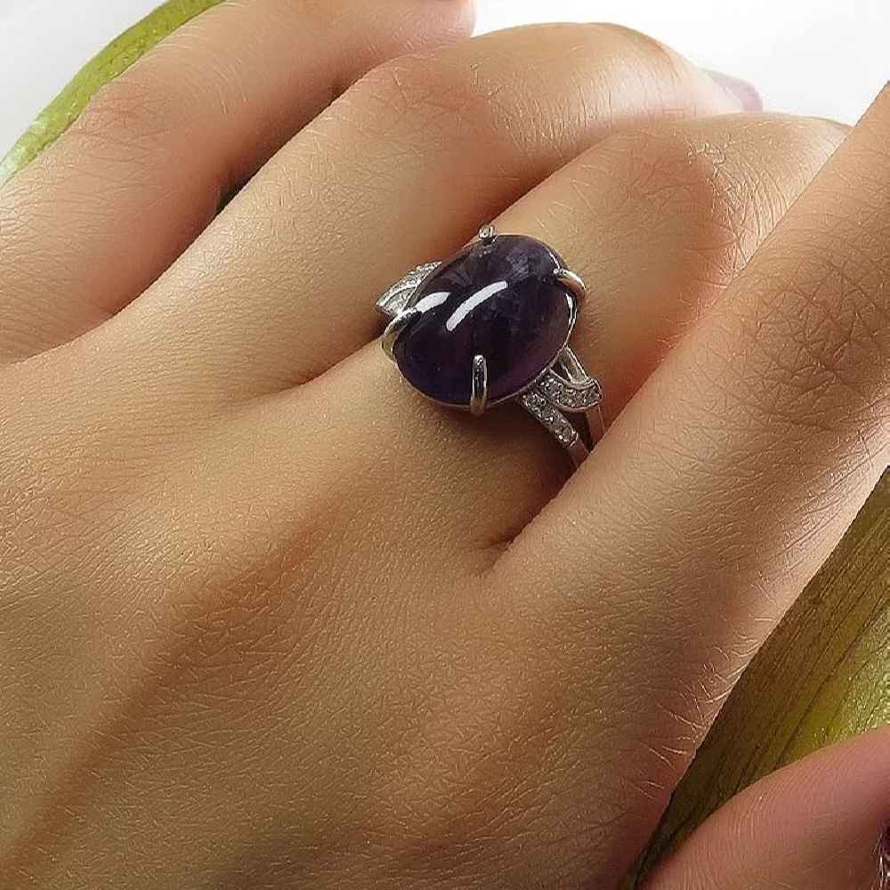 Price and Buy Purple Amethyst Silver Ring For Women Daam - Image 3