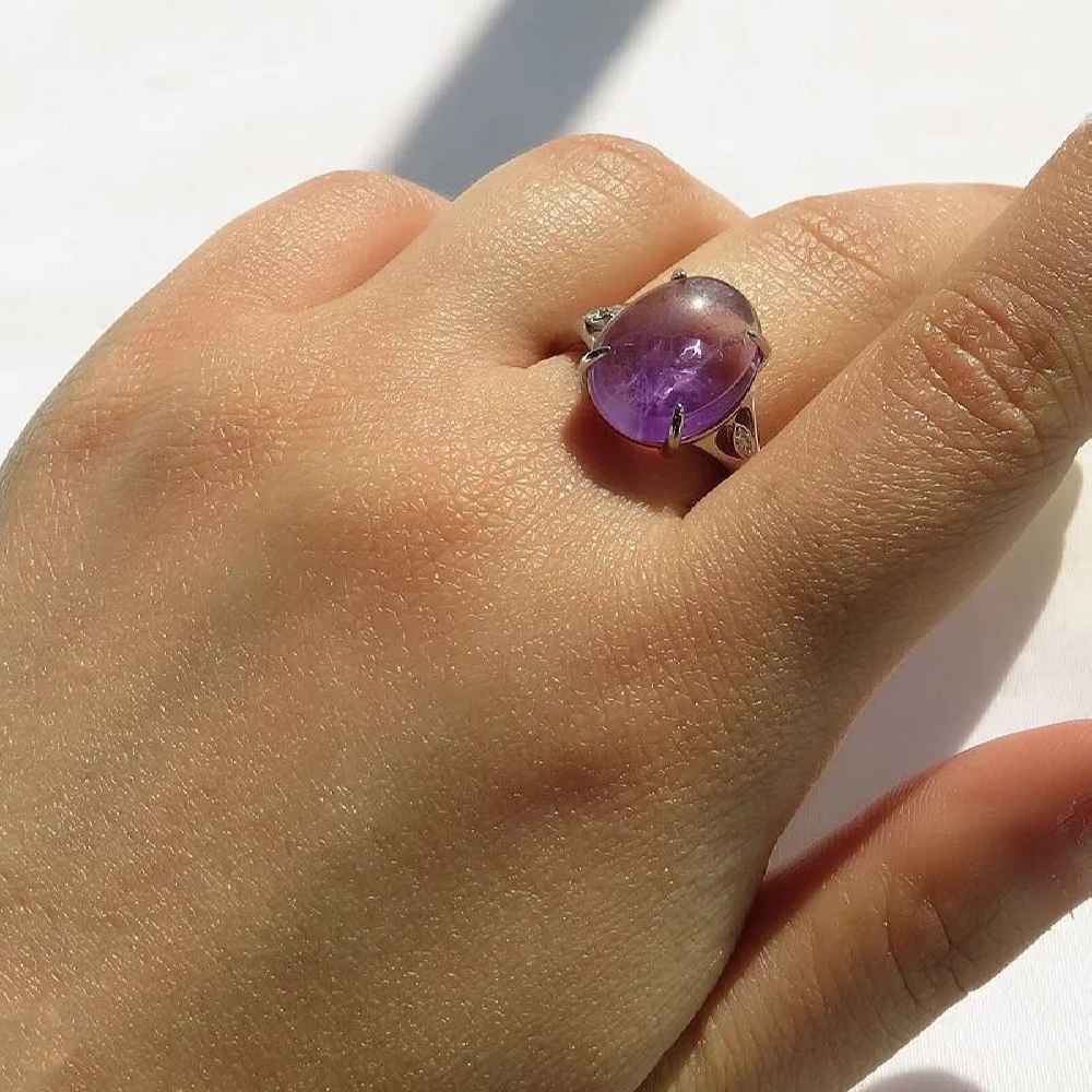 Price and Buy Purple Amethyst Silver Ring For Women Damle - Image 3