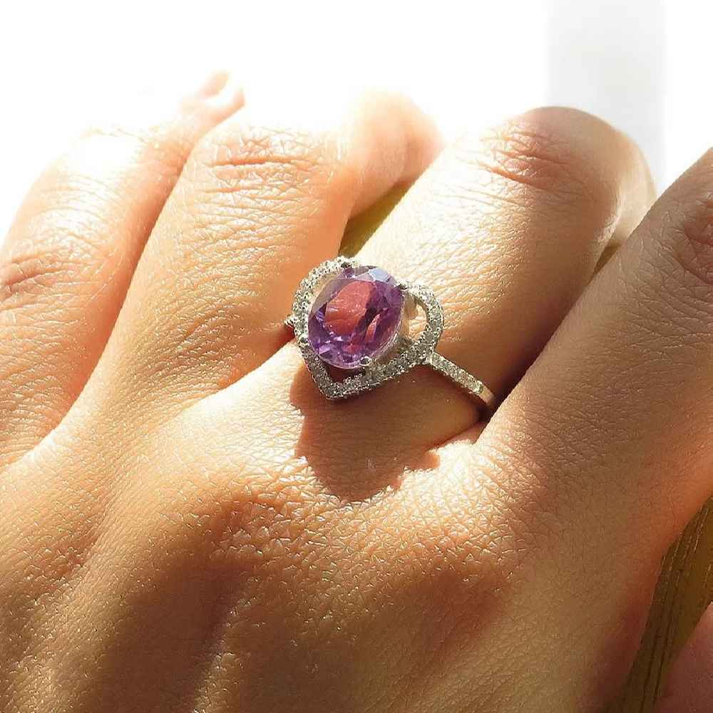 Price and Buy Purple Amethyst Silver Ring For Women Delbar - Image 3