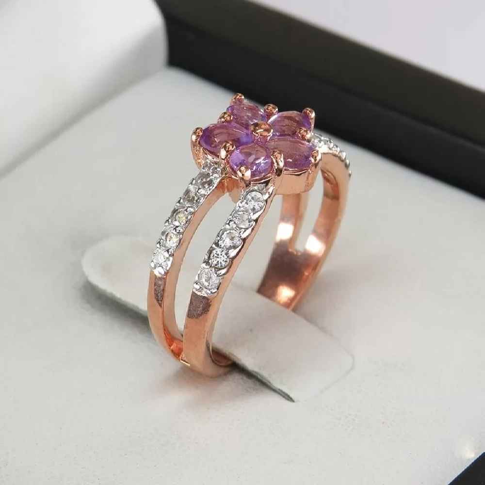 Price and Buy Purple Amethyst Silver Ring For Women Flower