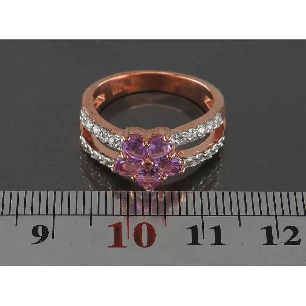 Price and Buy Purple Amethyst Silver Ring For Women Flower - Image 5