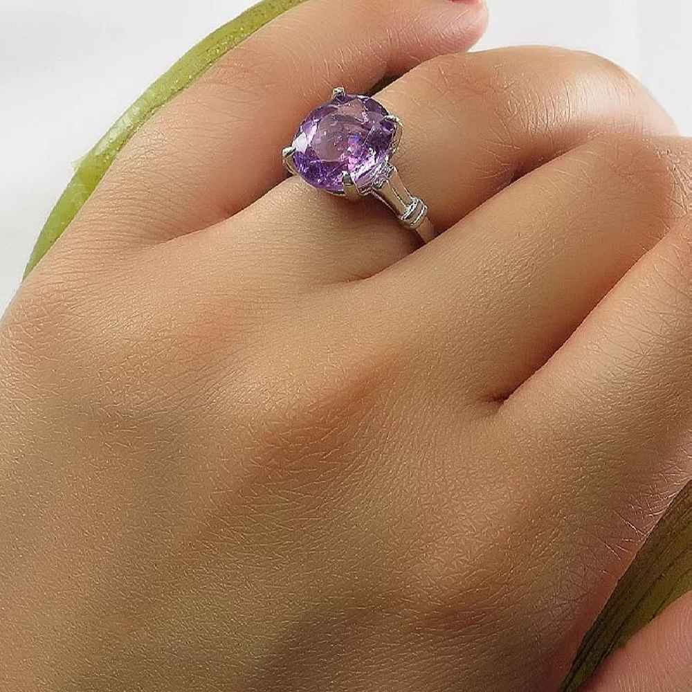 Price and Buy Purple Amethyst Silver Ring For Women Mahshid - Image 3