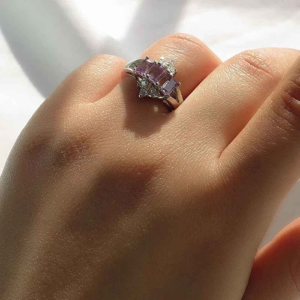 Price and Buy Purple Amethyst Silver Ring For Women Maleka - Image 5