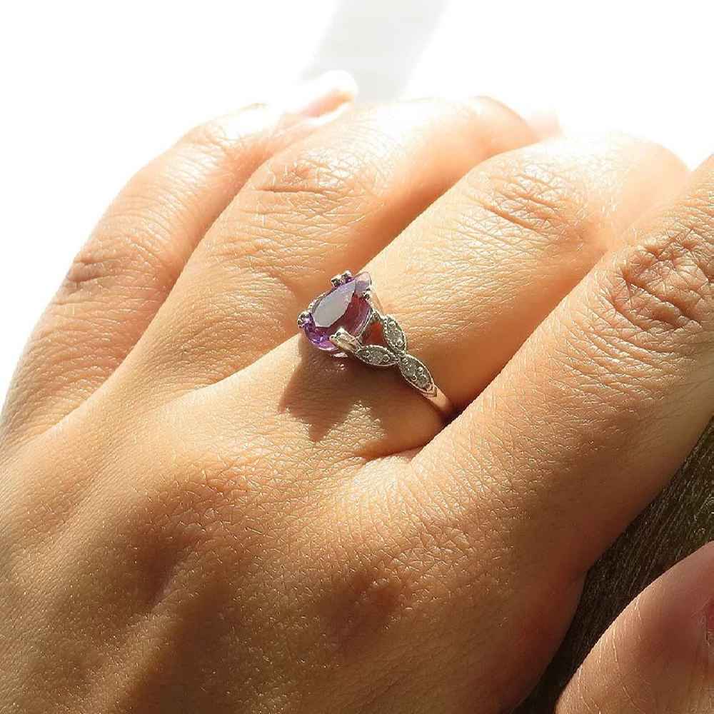 Price and Buy Purple Amethyst Silver Ring For Women Mana - Image 3