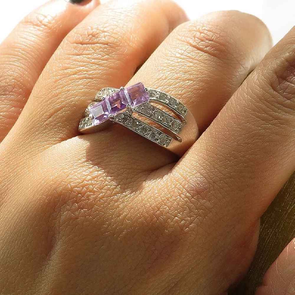 Price and Buy Purple Amethyst Silver Ring For Women Nastaran - Image 3