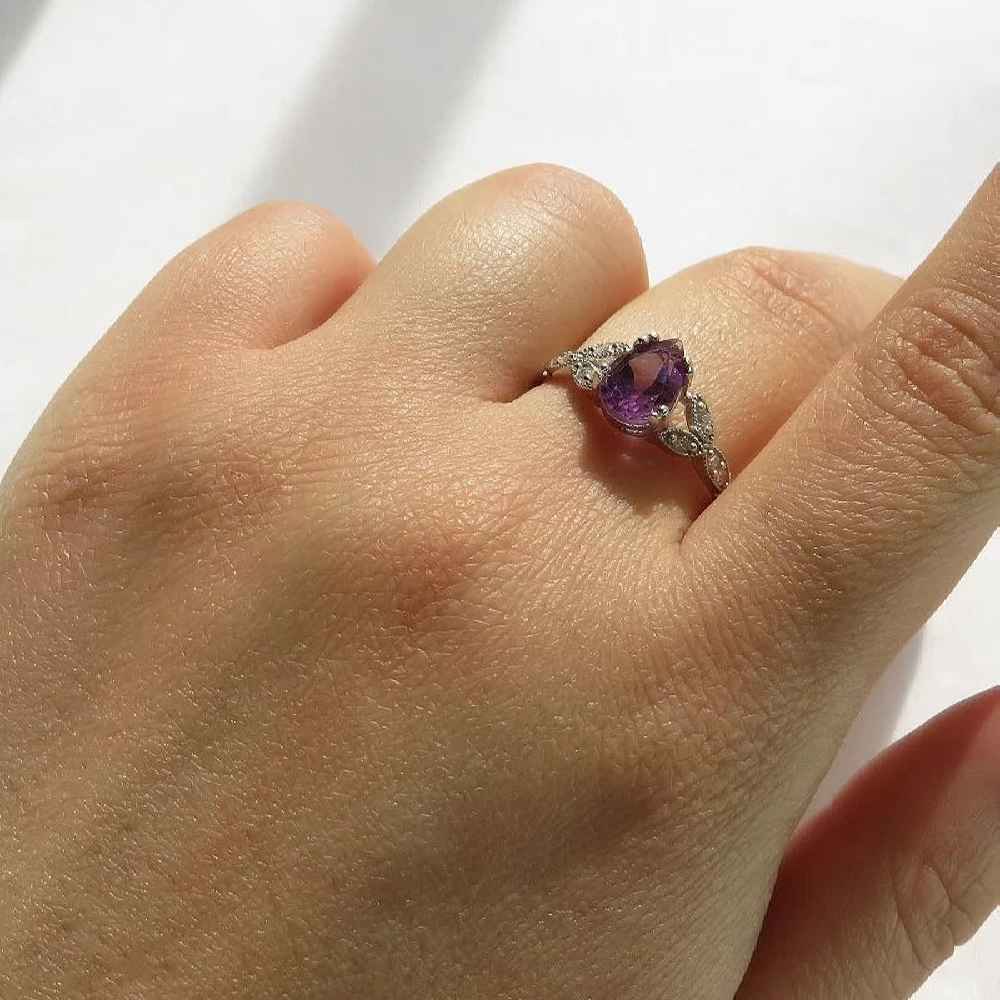 Price and Buy Purple Amethyst Silver Ring For Women Nazanin - Image 3