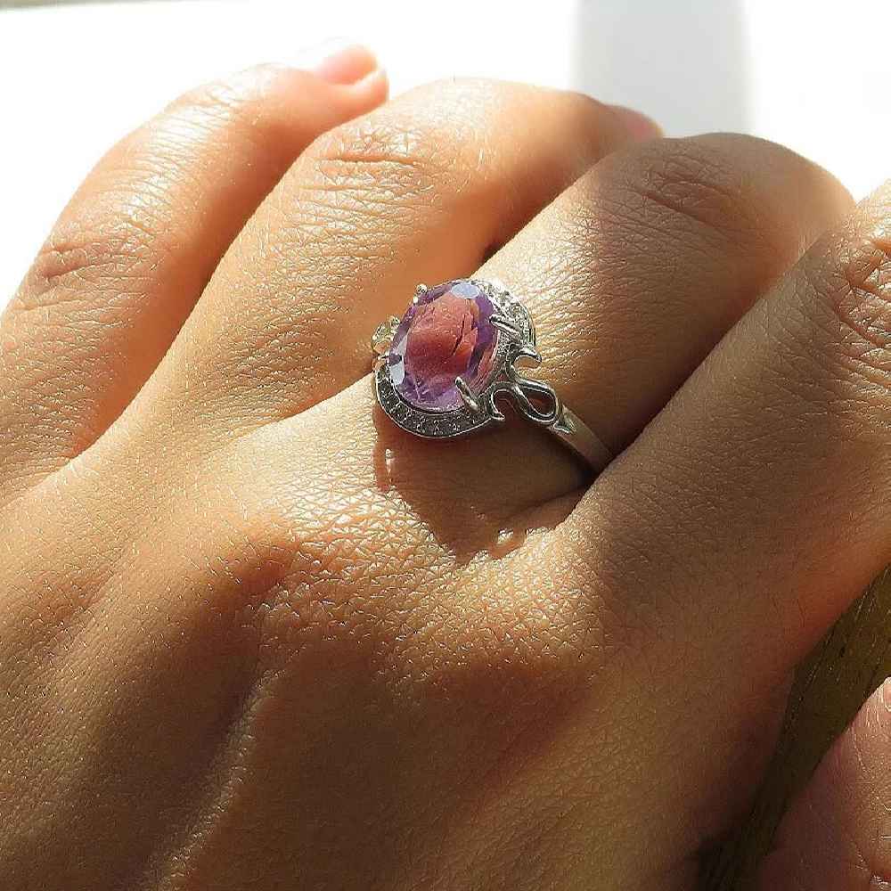 Price and Buy Purple Amethyst Silver Ring For Women Nazi - Image 3