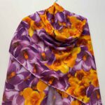 Price and Buy Purple Four Seasons Cotton Scarf – With A Very Beautiful Floral Design - Image 3