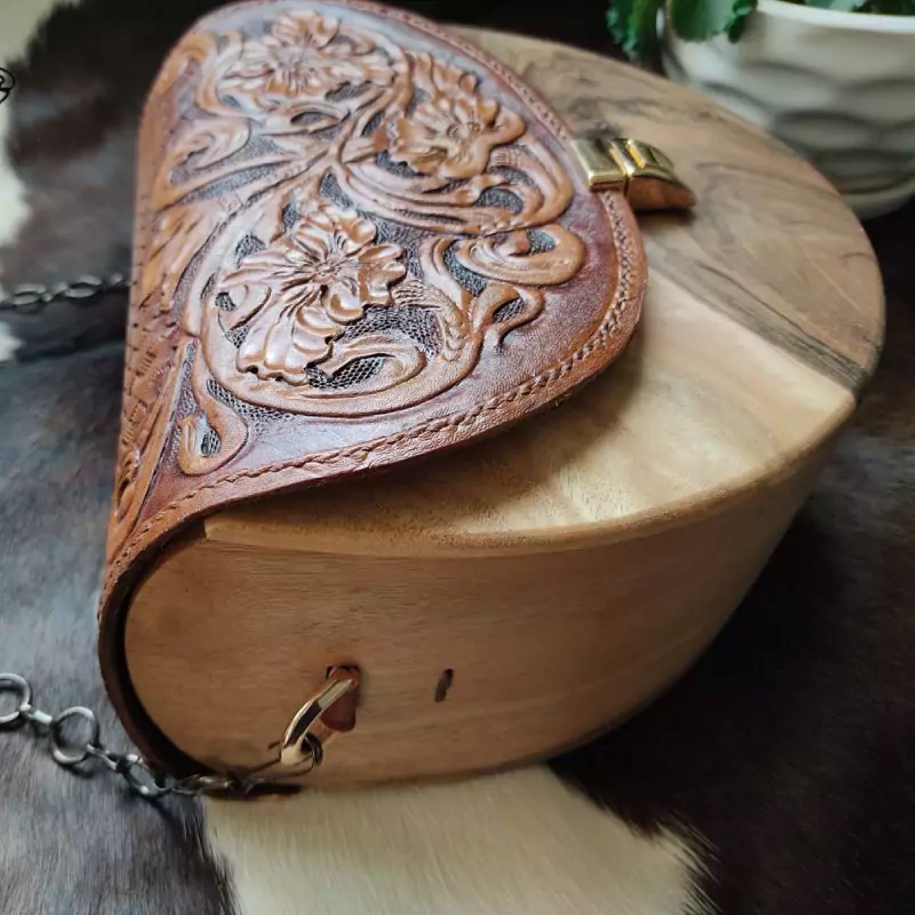 Price and Buy Real Leather Shoulder Bag – Handcrafted Walnut Wood Body with Stylish Design - Image 3