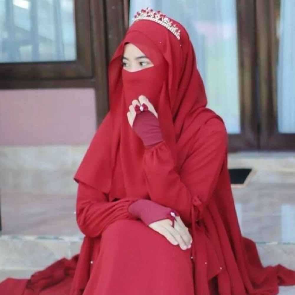 Price and Buy Red Islamic Square Scarf & Half Niqab Set for Women - Image 4