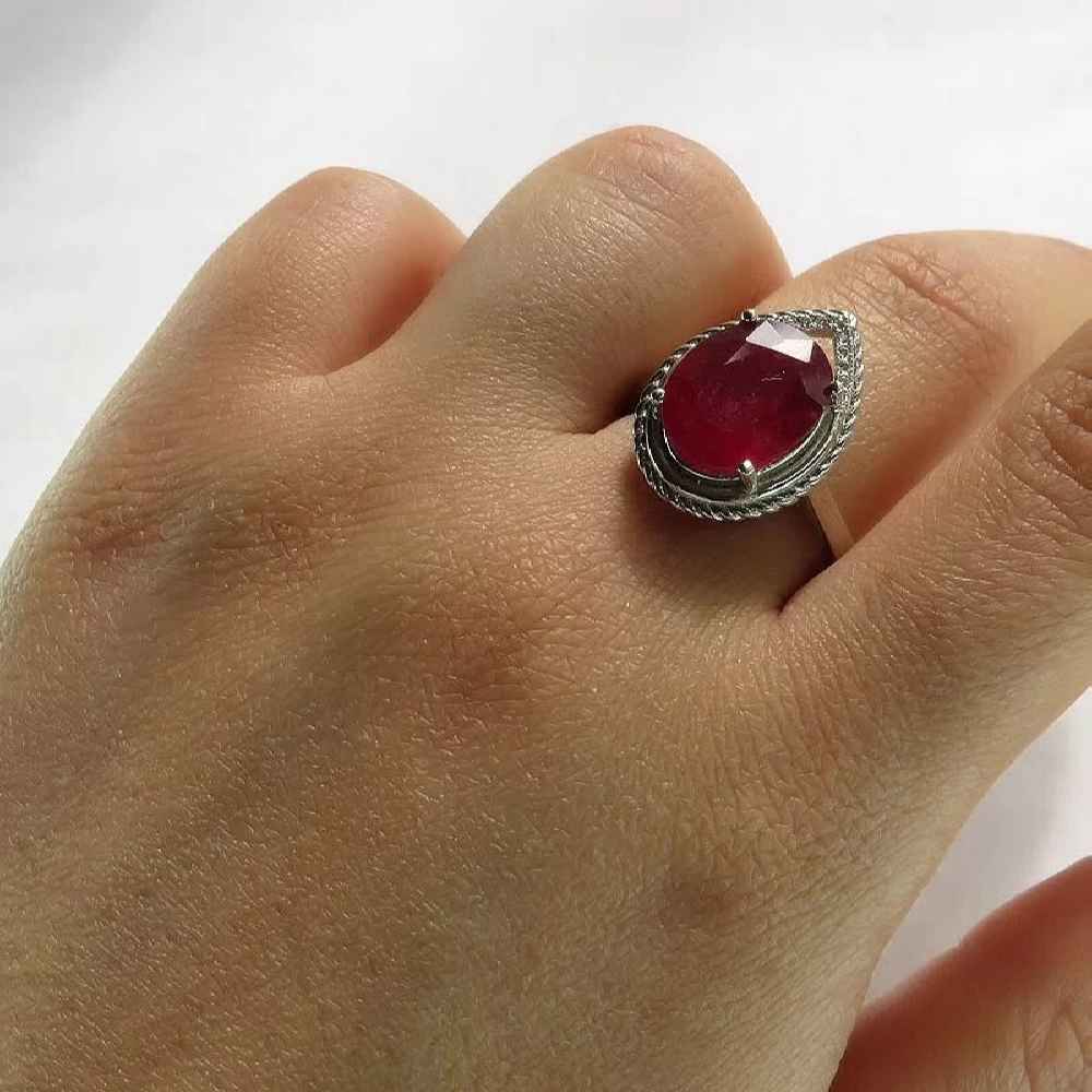 Price and Buy Red Ruby Engagement Silver Ring Bliss for Women Kiana Ashki - Image 3