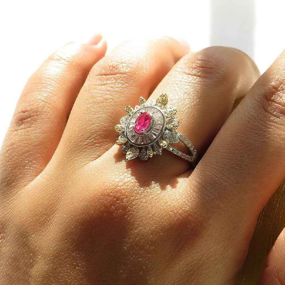 Price and Buy Red Ruby Engagement Silver Ring Bliss for Women Kiana Ava - Image 4