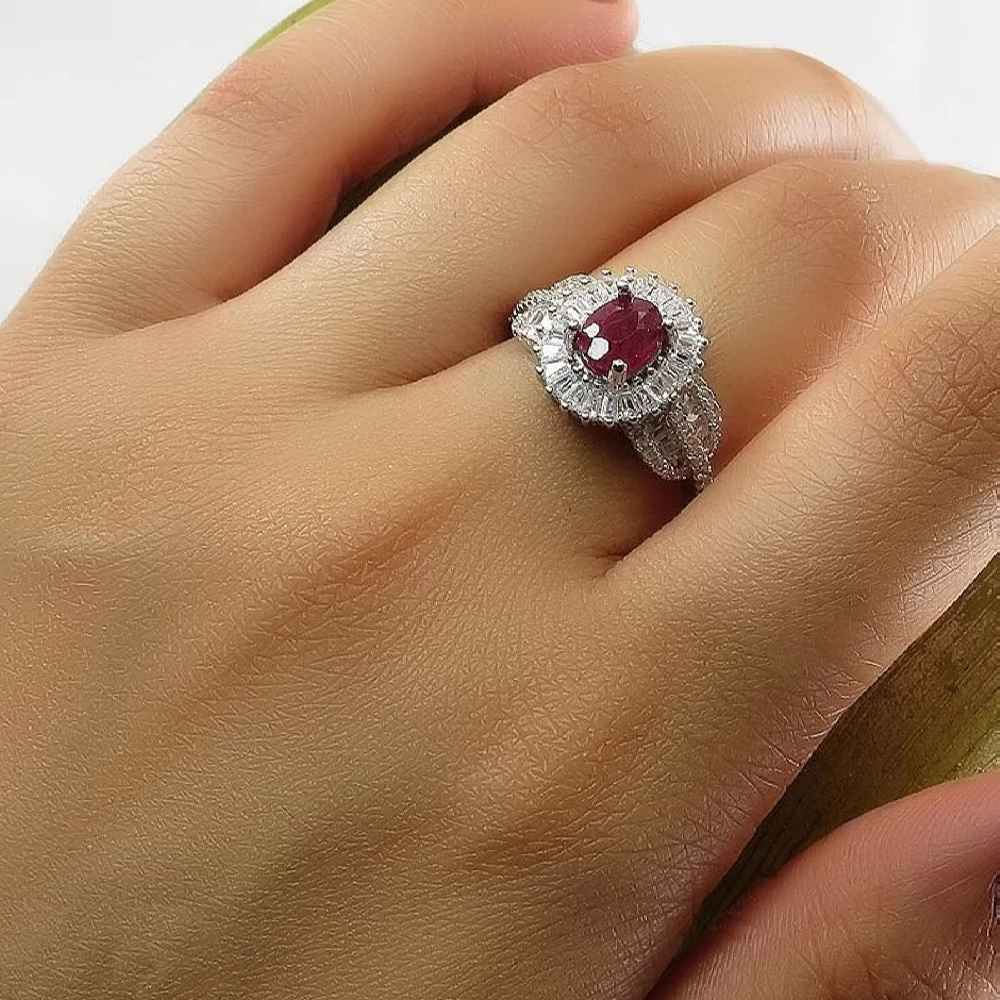 Price and Buy Red Ruby Engagement Silver Ring Bliss for Women Kiana Khatoon - Image 3