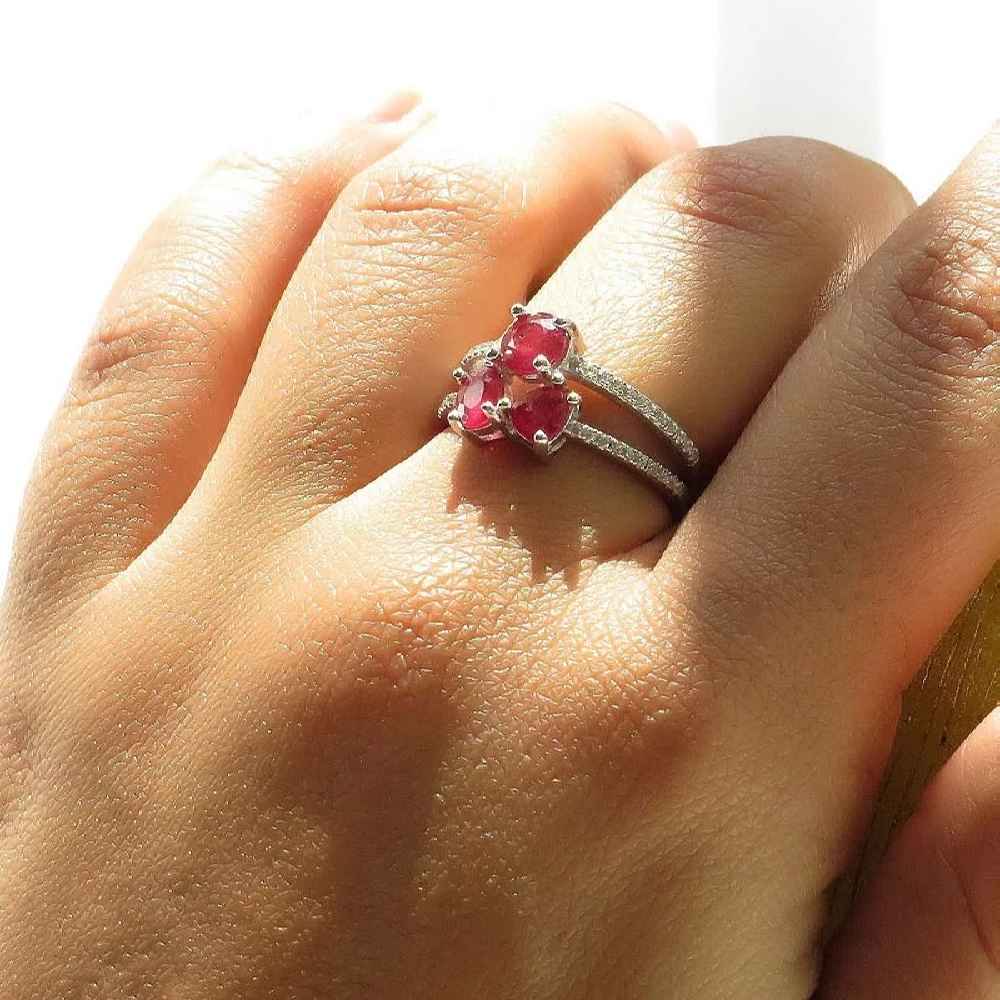 Price and Buy Red Ruby Engagement Silver Ring Bliss for Women Kiana Soha - Image 3