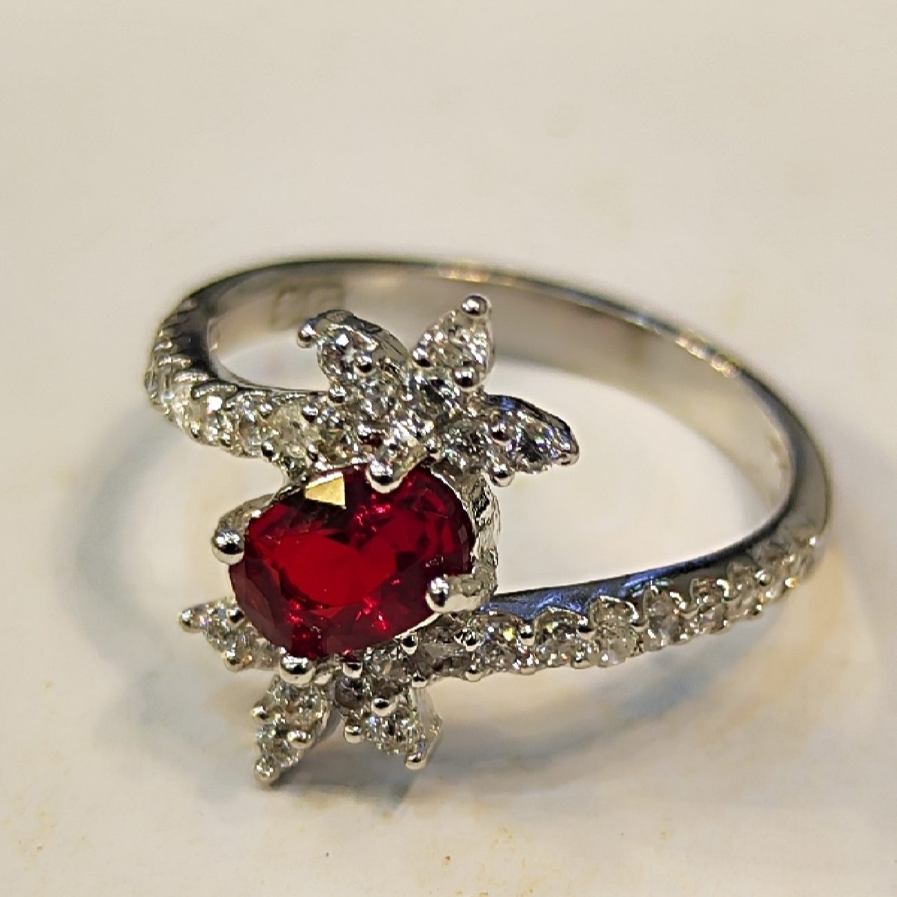 Price and Buy Red Ruby Engagement Silver Ring Bliss for Women Model Princess