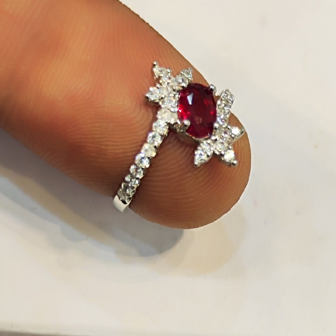 Price and Buy Red Ruby Engagement Silver Ring Bliss for Women Model Princess - Image 4