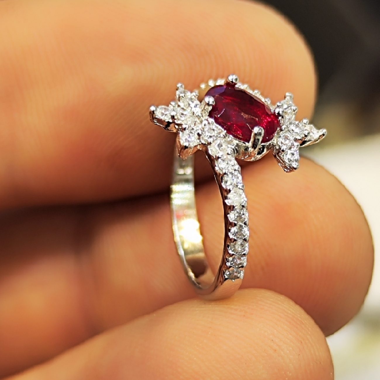 Price and Buy Red Ruby Engagement Silver Ring Bliss for Women Model Princess - Image 6