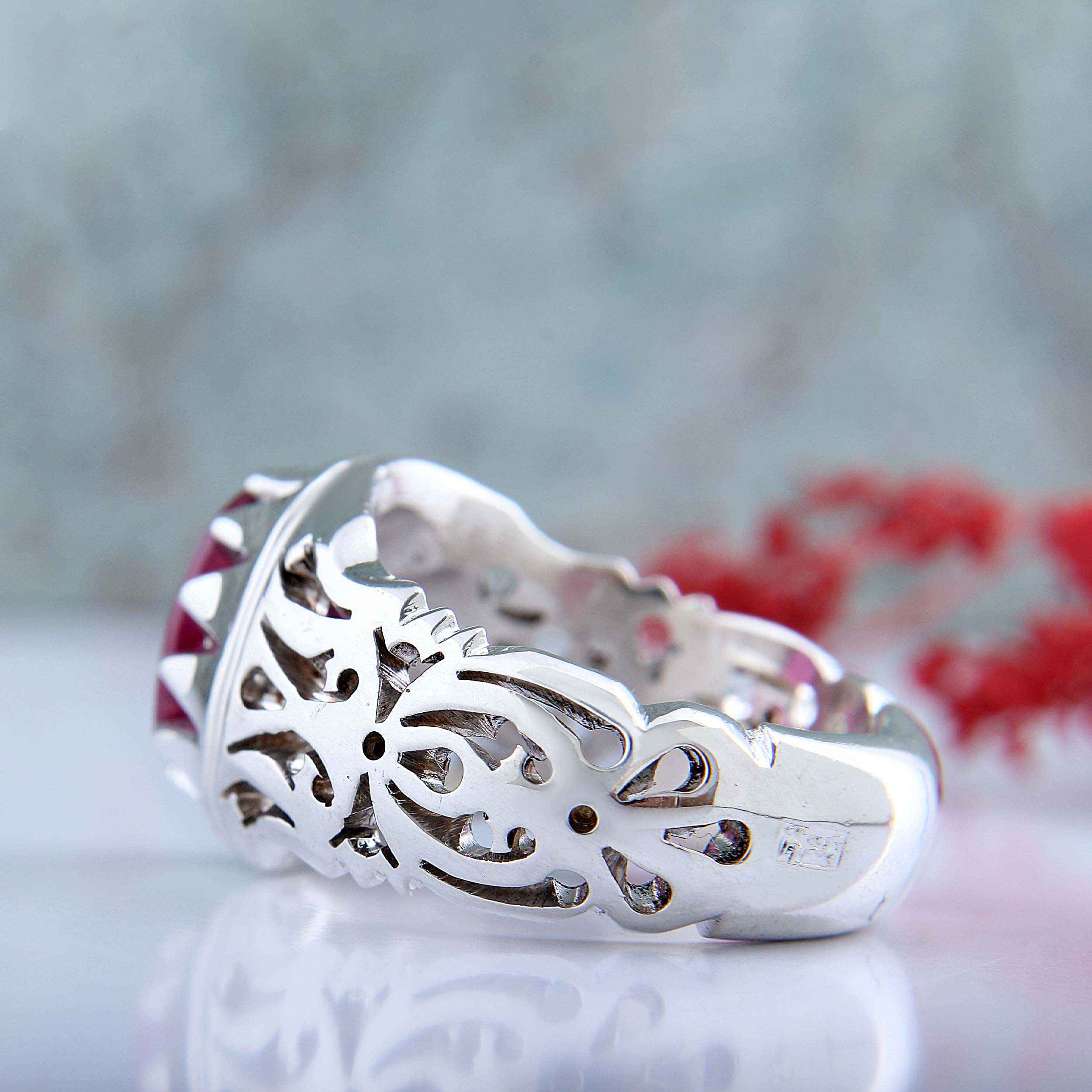 Price and Buy Red Ruby Silver Ring Elegance for Men Handcrafted - Image 5