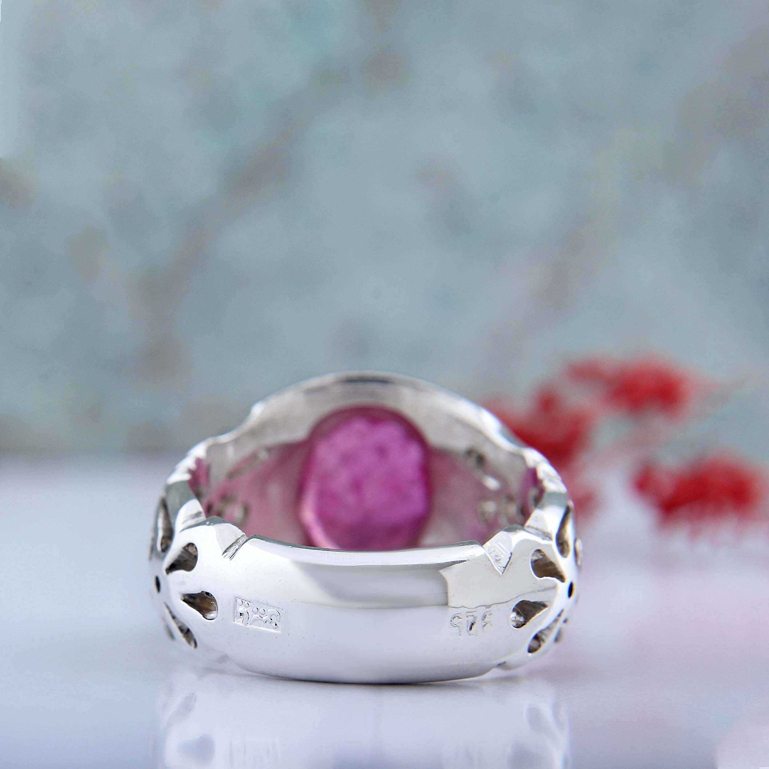 Price and Buy Red Ruby Silver Ring Elegance for Men Handcrafted - Image 6