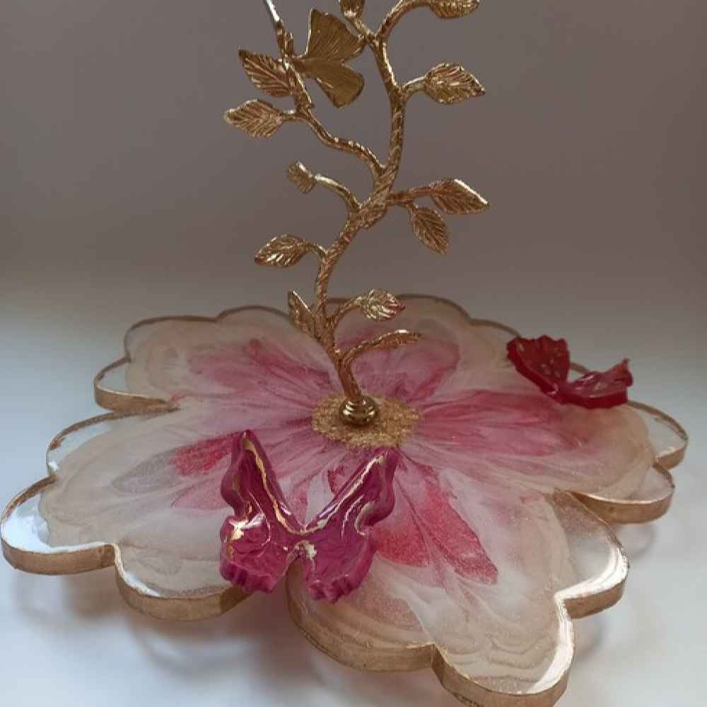 Price and Buy Resin Serving Platter with Brass Leaf Base & 3D Butterfly - Image 3