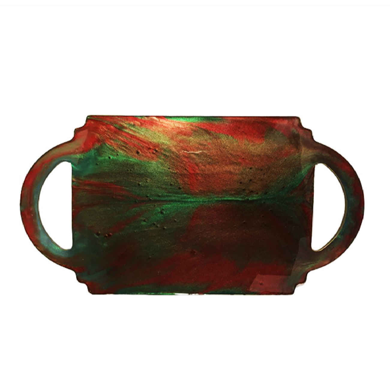 Price and Buy Resin Serving Tray Hand Painted with Handles Abstract