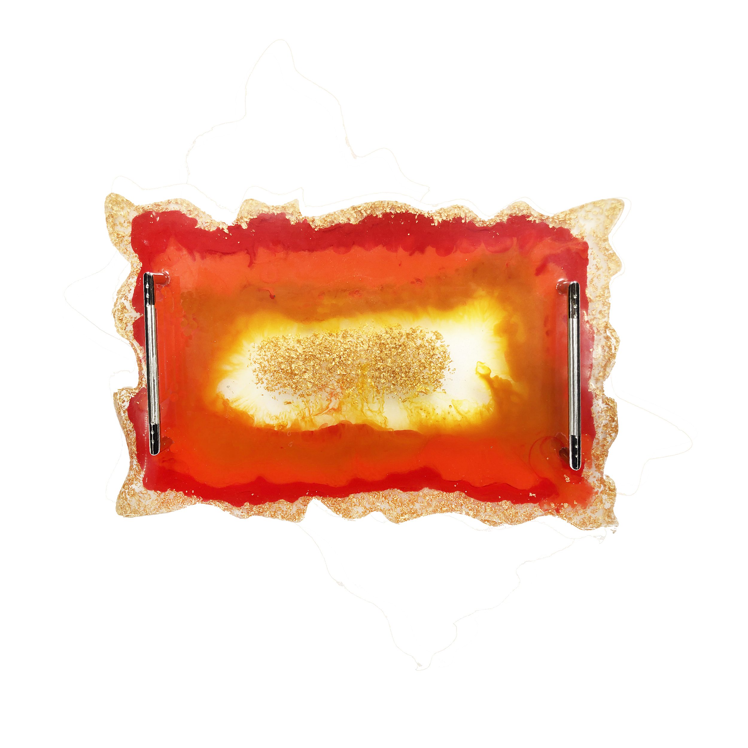 Price and Buy Resin Serving Tray Hand Painted with Handles in Orange