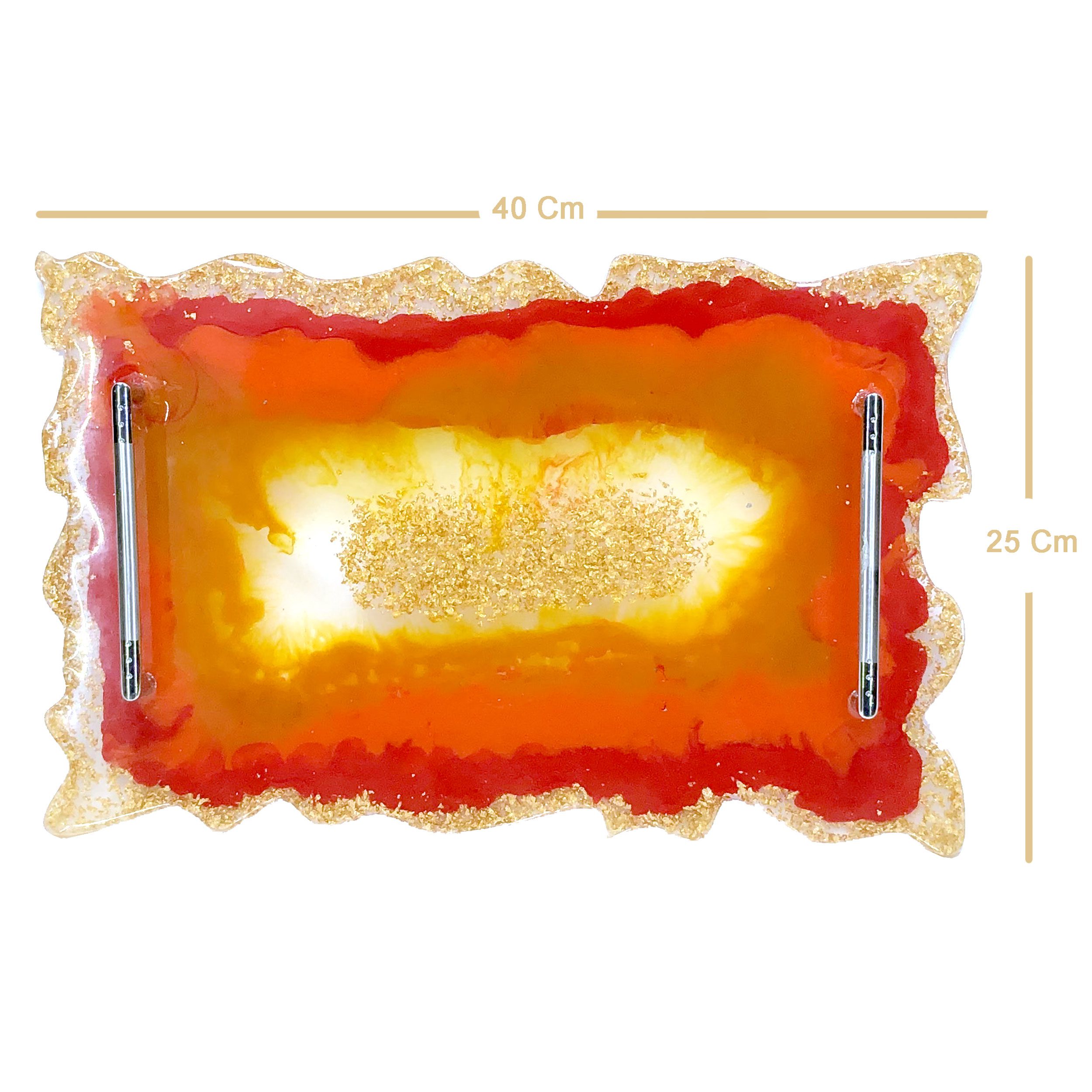 Price and Buy Resin Serving Tray Hand Painted with Handles in Orange - Image 4
