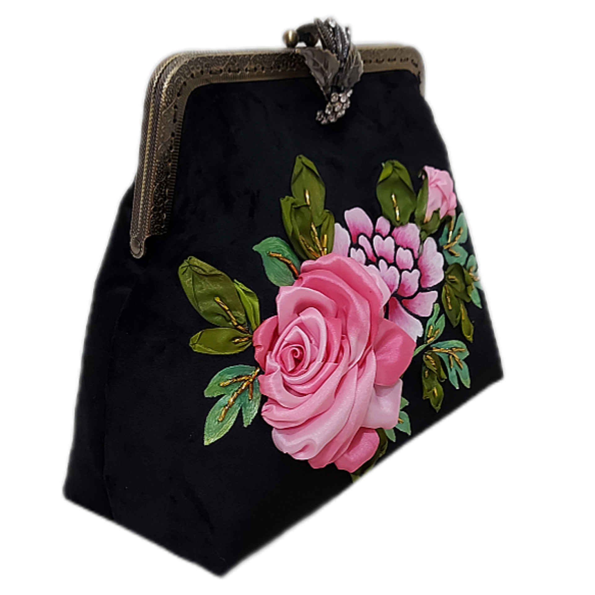 Price and Buy Ribbon Embroidery Clutch Handbag – Velvet with Navazesh Design - Image 3