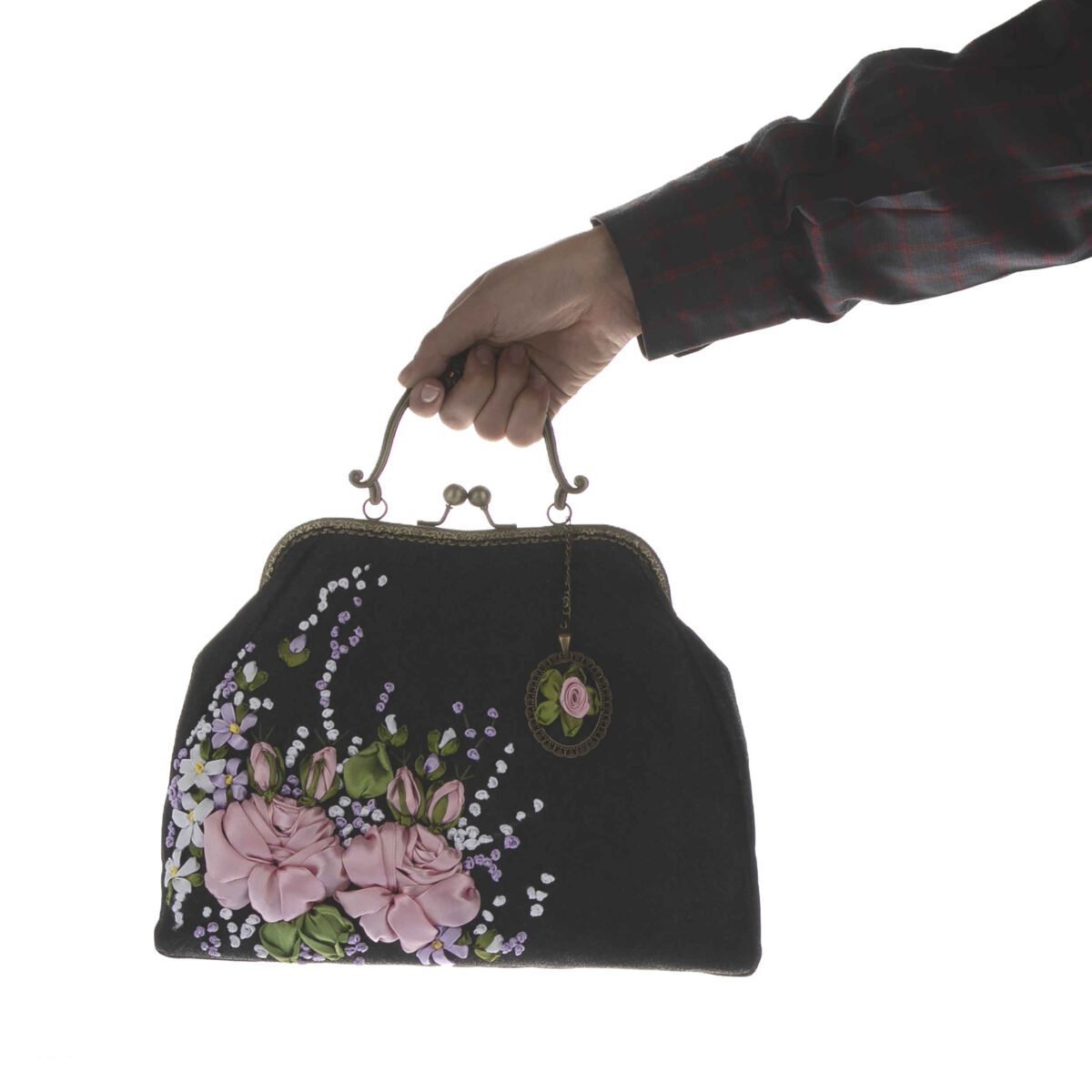 Price and Buy Ribbon Embroidery Clutch Handbag – Velvet with Reyhan Design - Image 3