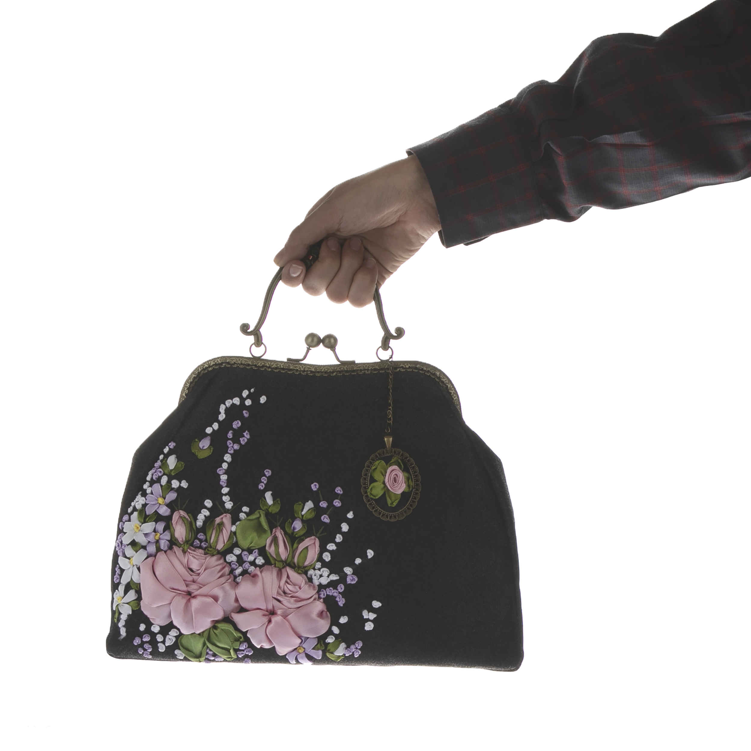Price and Buy Ribbon Embroidery Clutch Handbag – Velvet with Reyhan Design - Image 3