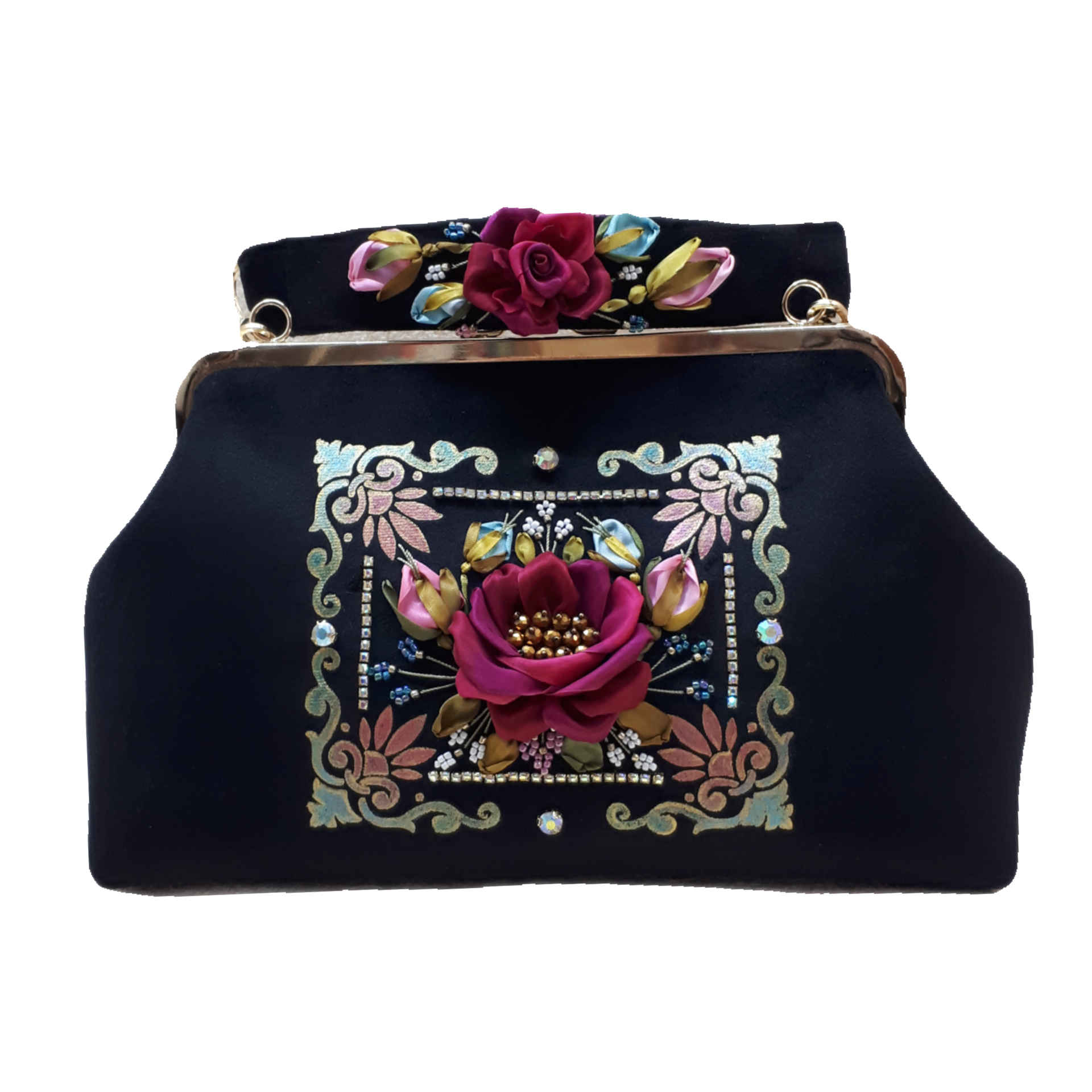 Price and Buy Ribbon Embroidery Clutch Handbag – Velvet with Samira Design