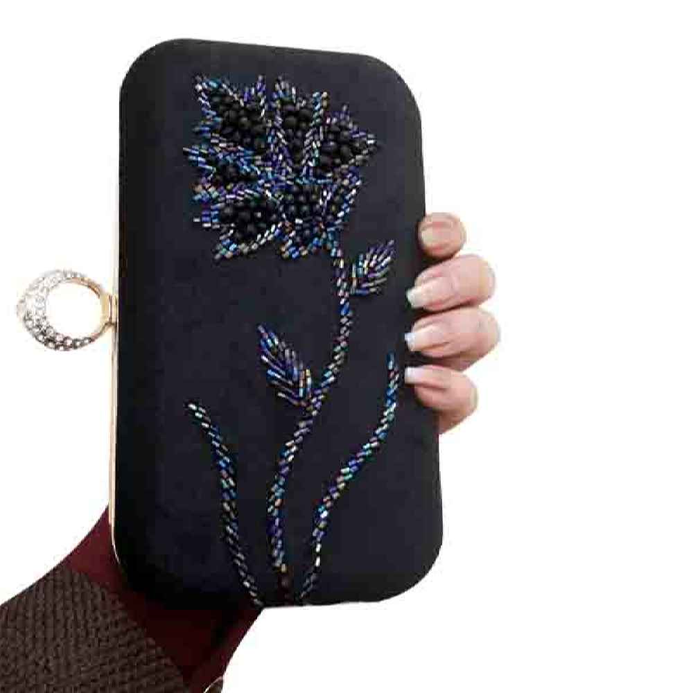 Price and Buy Ribbon Embroidery Clutch Handbag with Bead Detail for Special Occasions - Image 3