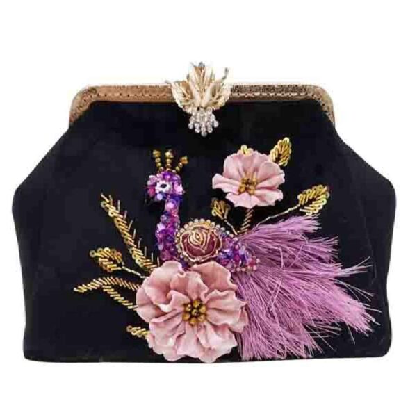 Price and Buy Ribbon Embroidery Clutch Handbag with Peacock Bead Detail_68fde5b2c5019.jpeg Price and Buy Ribbon Embroidery Clutch Handbag with Peacock Bead Detail
