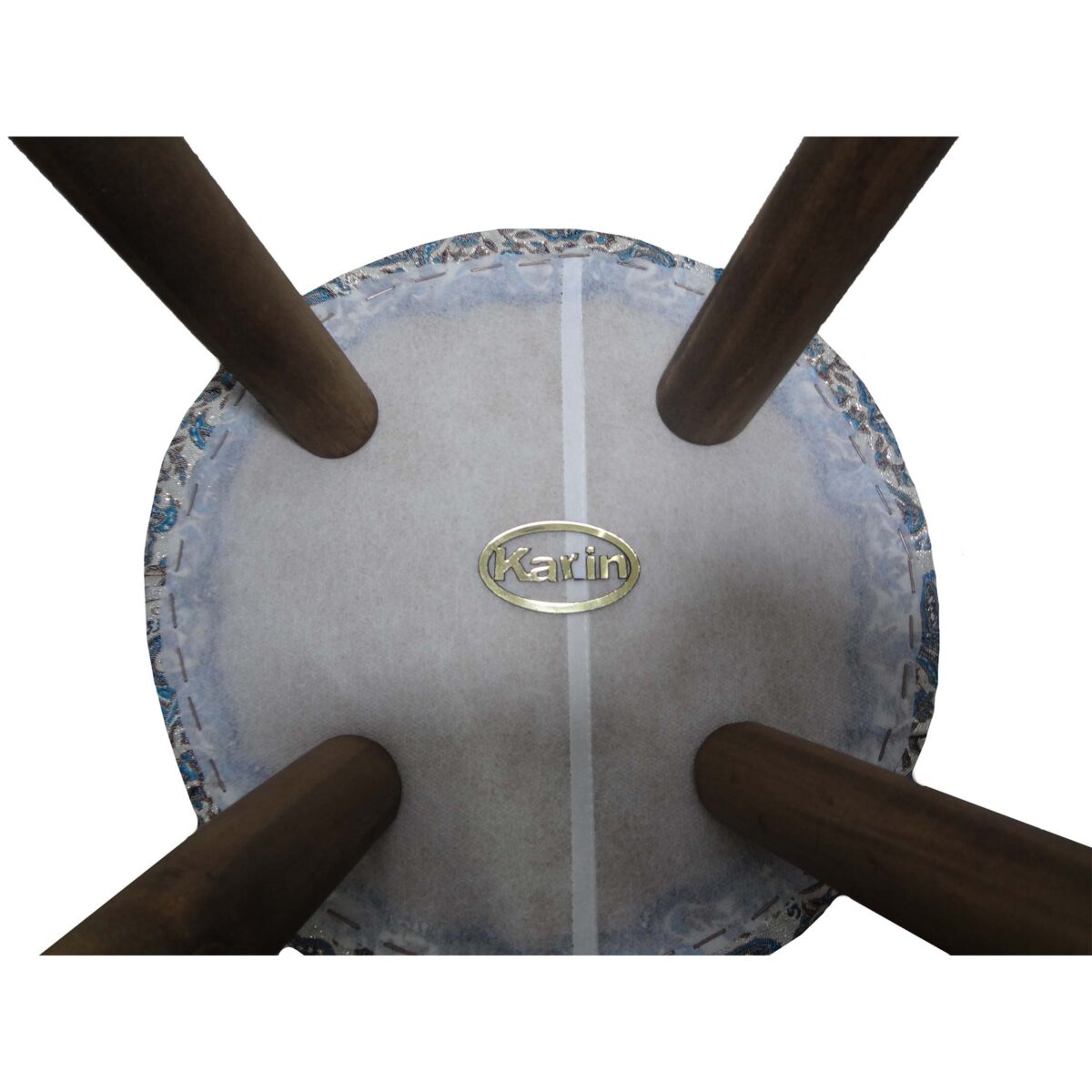 Price and Buy Round Persian Footstool with Wooden Legs and Termeh Fabric Paisley Design - Image 5
