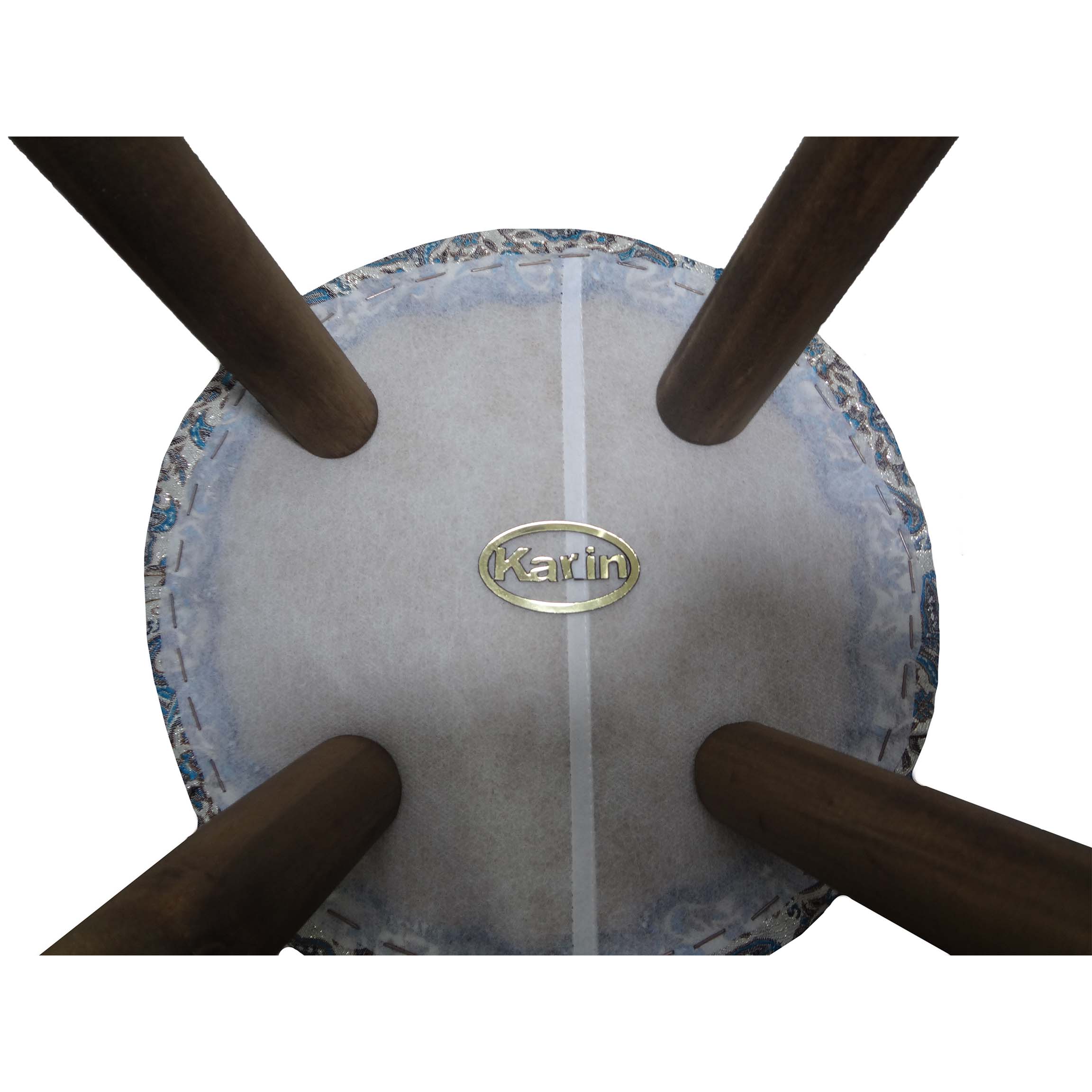 Price and Buy Round Persian Footstool with Wooden Legs and Termeh Fabric Paisley Design - Image 5