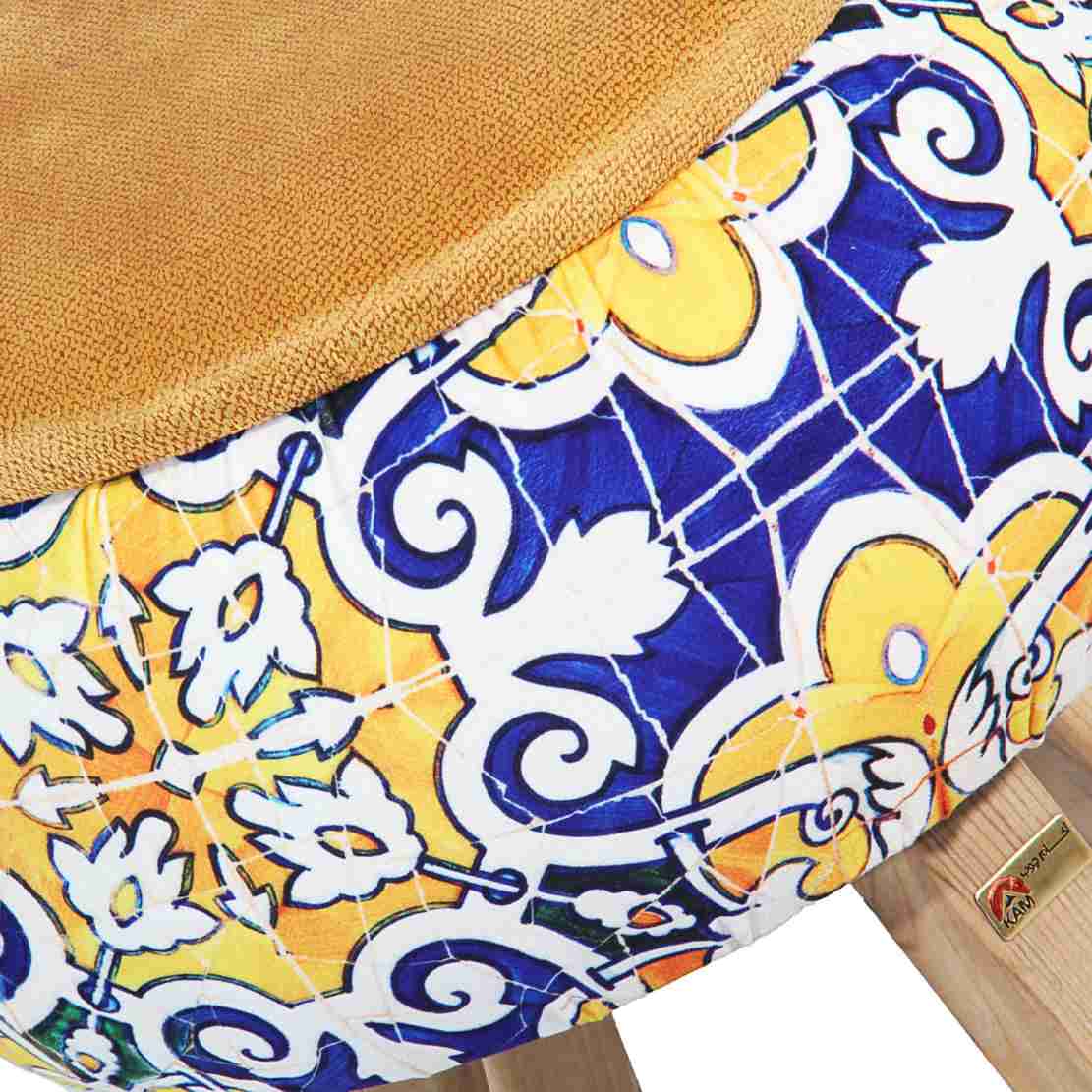 Price and Buy Round Velvet Footstool Inspired by Persian Art Floral - Image 3