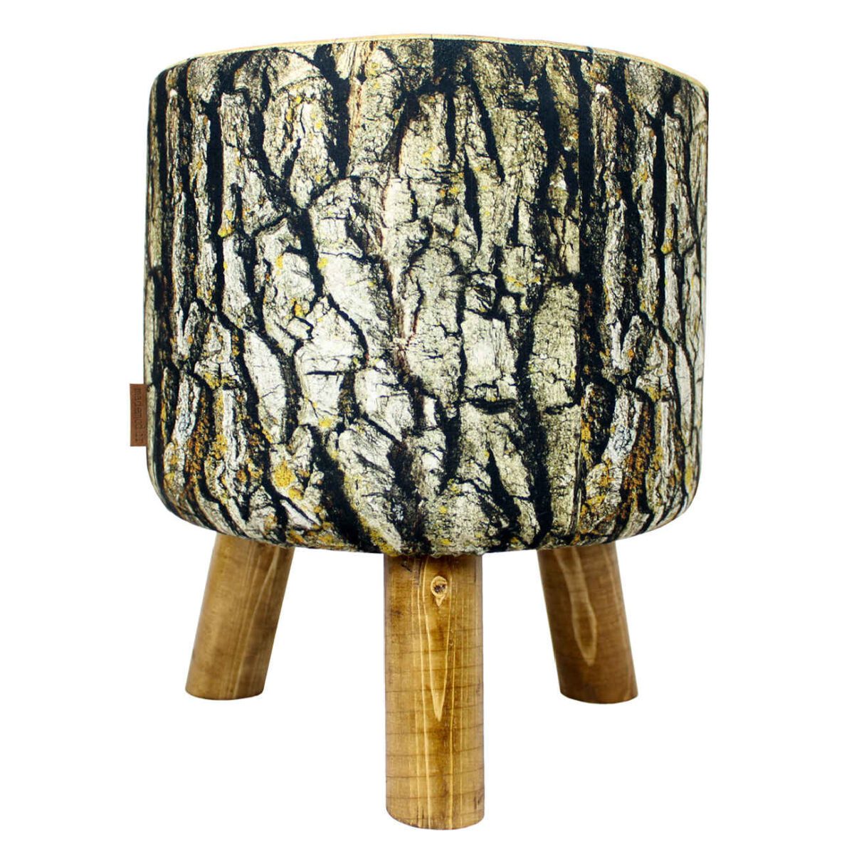 Price and Buy Round Velvet Footstool with Tree Trunk design & Wooden Legs - Image 3
