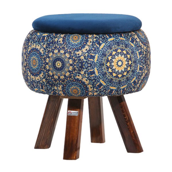 Price and Buy Round Velvet Footstool with Wooden Legs Inspired by Persian Art Blue Ghaem_68ffd2e22fe30.jpeg Price and Buy Round Velvet Footstool with Wooden Legs Inspired by Persian Art Blue Ghaem