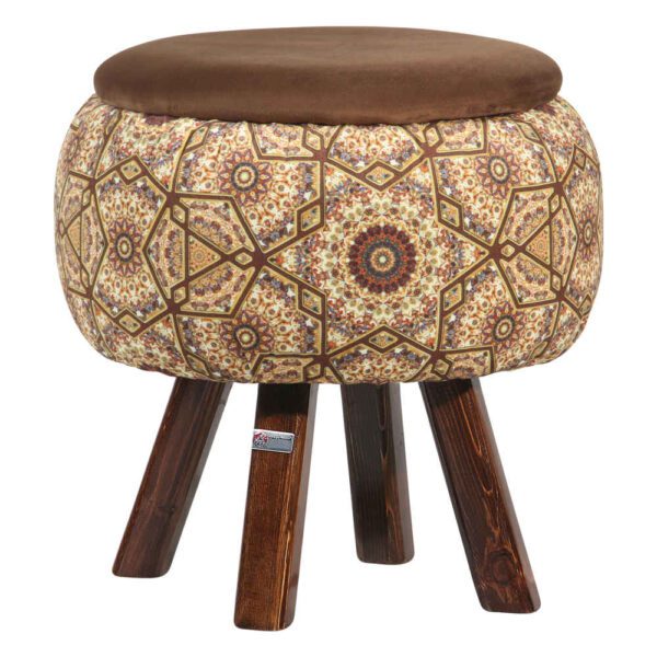 Price and Buy Round Velvet Footstool with Wooden Legs Inspired by Persian Art Brown Raha_68fd5f97a042b.jpeg Price and Buy Round Velvet Footstool with Wooden Legs Inspired by Persian Art Brown Raha
