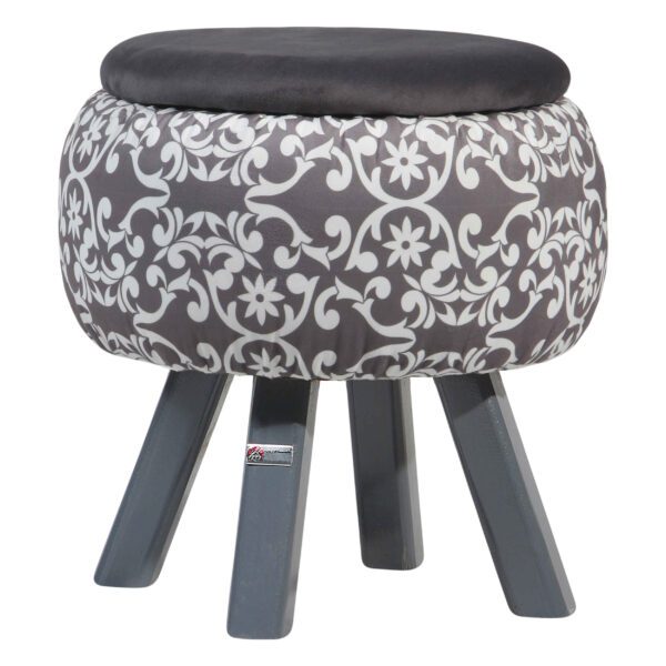 Price and Buy Round Velvet Footstool with Wooden Legs Inspired by Persian Art Gray Dorsa_68fd5efade95d.jpeg Price and Buy Round Velvet Footstool with Wooden Legs Inspired by Persian Art Gray Dorsa