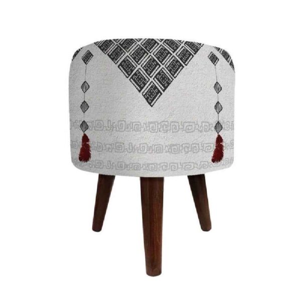 Price and Buy Round Velvet Footstool with Wooden Legs Inspired by Persian Art Gray Par_68fcf503dd44a.jpeg Price and Buy Round Velvet Footstool with Wooden Legs Inspired by Persian Art Gray Par