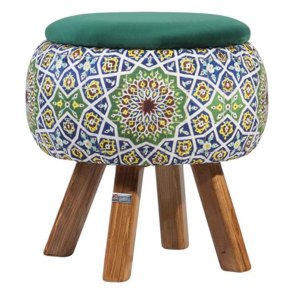 Price and Buy Round Velvet Footstool with Wooden Legs Inspired by Persian Art Green Emad_68fd5fa7dc798.jpeg Price and Buy Round Velvet Footstool with Wooden Legs Inspired by Persian Art Green Emad