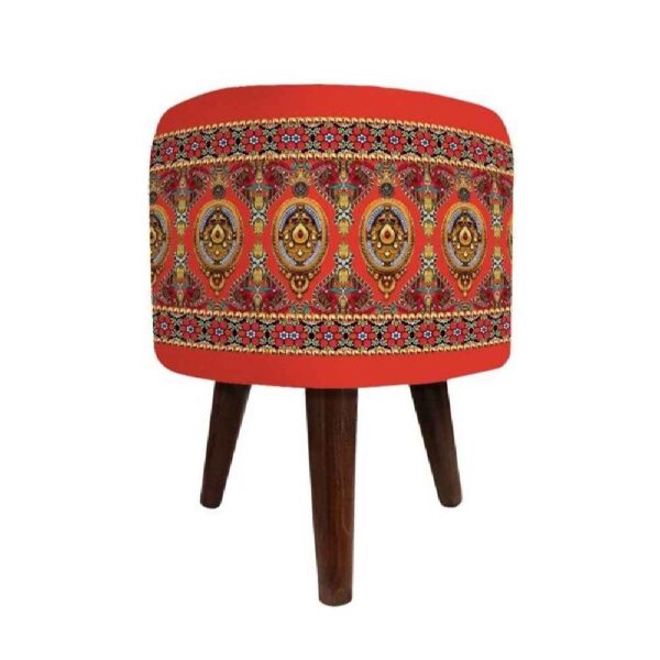 Price and Buy Round Velvet Footstool with Wooden Legs Inspired by Persian Art Orange Nahal_68fcf51eb6fd0.jpeg Price and Buy Round Velvet Footstool with Wooden Legs Inspired by Persian Art Orange Nahal