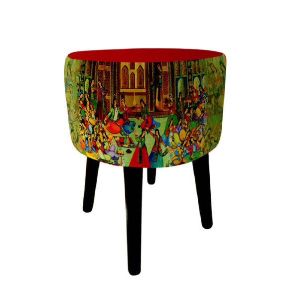 Price and Buy Round Velvet Footstool with Wooden Legs Inspired by Persian Art Red Raghs_68fbe16c2e6a3.jpeg Price and Buy Round Velvet Footstool with Wooden Legs Inspired by Persian Art Red Raghs